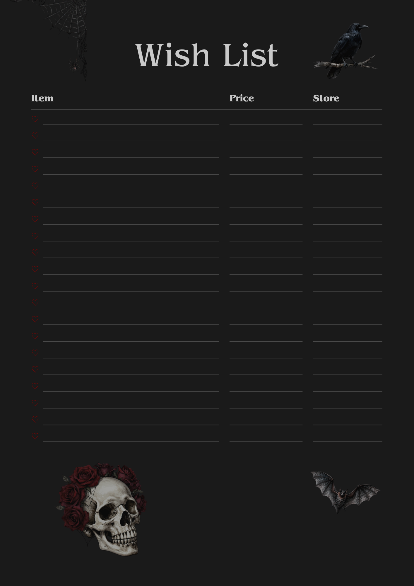 Gothic planner